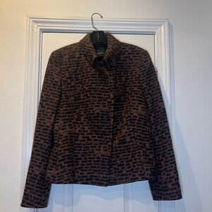 EUC AKRIS- 100% wool blazer jacket. Brown and Black. US Size 10.